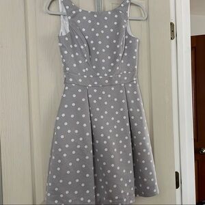 WHBM Gray Polka dot A-Line Midi Dress